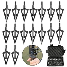 16Pcs Archery Broadheads 3Blade 100Grain Hunting Crossbow Compound Bow Arrow Tip