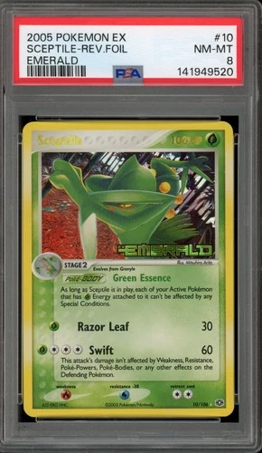 Pokemon Sceptile EX Emerald Reverse Holo Rare #10 PSA 8