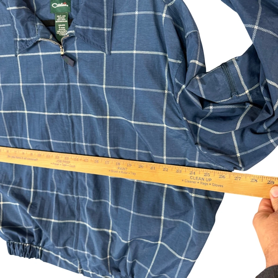 Chaqueta cortavientos ligera vintage Catalina azul a cuadros para hombre años L 90 Foto 4 de 4
