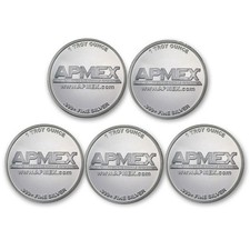 1 Oz Silver Apmex Round - Lot Of 5 Rounds .999 Fine Silver