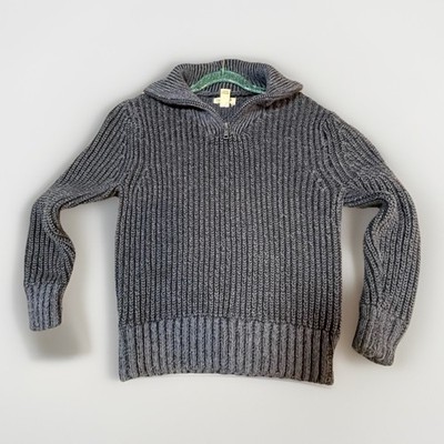 Boys Cat and Jack Long Sleeve Knitted Sweater Size 6/7 Small Blue 3/4 Zip