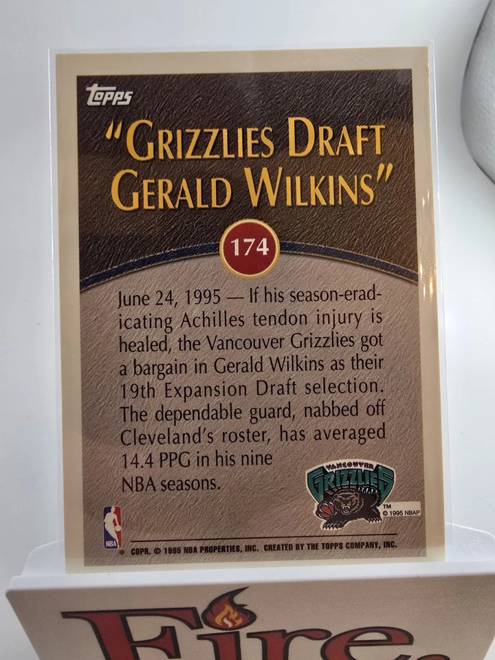 1995-96 Topps - Gerald Wilkins #174 Vancouver Grizzlies Draft  - Image 4 of 4