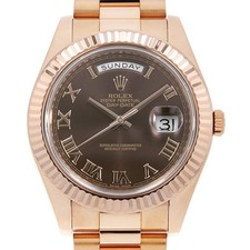 ROLEX Day Date II 218235 Chocolate brown Rome V Number second hand mens