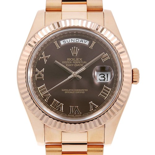 ROLEX Day Date II 218235 Chocolate brown Rome V Number second hand mens