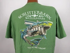 Schlitterbahn Waterpark Shirt Men XL Shark Hot Rod Cars Bad to the Chrome Texas