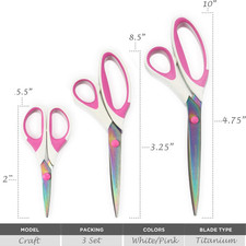 Titanium Softgrip Scissors Set for Sewing, Arts, Crafts, Office - 1 set of 3 ...
