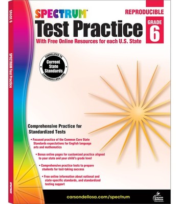 Spectrum Grade 6 Test Practice Workbooks, Ages 10 to 11, Math, Language Arts...