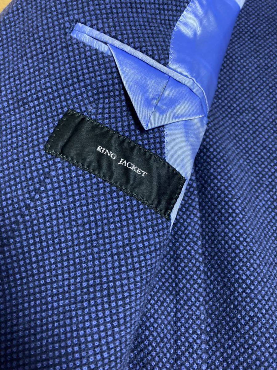 Ring Jacket Bluebirdseye Wool Tailored 44 Made In Japan Navy