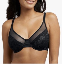 Bali One Smooth U Lace Minimizer Underwire Bra DF3386 Black Size 36D NEW