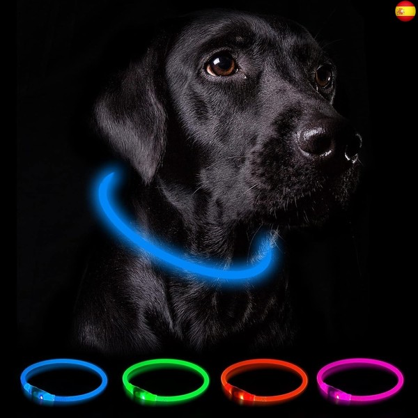 Nepfaivy Collar Luminoso Perro Recargable - 3 Modos Collar Perro Luz con