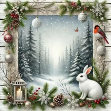 JYXSJYYD 5D DIY Winter Diamond Art Kits for Adults,Rabbit KM367 