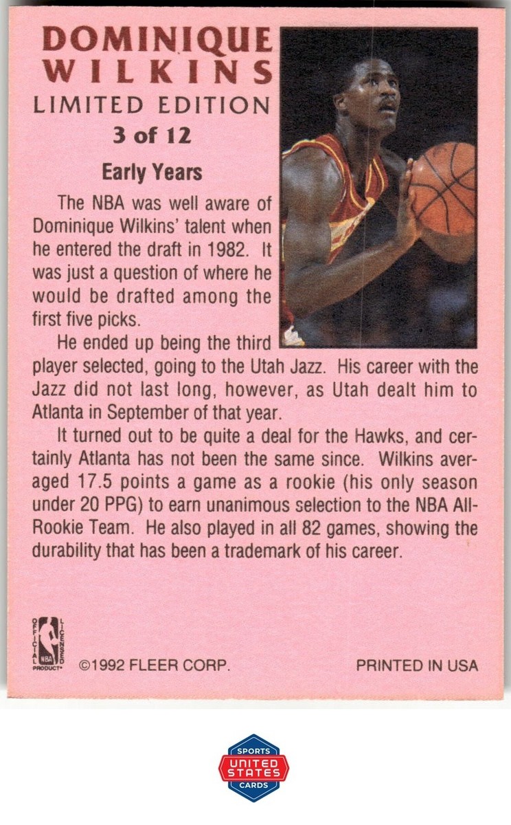 holographic plastic business cards Amazon.com: 1990 Fleer Basketball Card (90-91) #6 Dominique Wilkins :  Collectibles & Fine Art