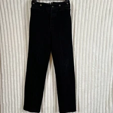 Vtg WAH Maker Frontier Old Western Cut Straight Leg Black Button Fly Jeans Sz30