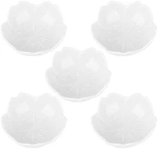 White Cherry Blossom Dish Set 5 Ceramic Plates Sauce Bowls