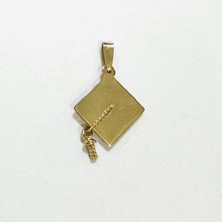 Solid 14k Yellow Gold Education Graduation Cap Pendant Charm 1.8g
