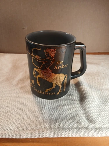 Federal Milk Mug Glass Sagittarius Coffee Cup Gold Zodiac Astrology Vintage