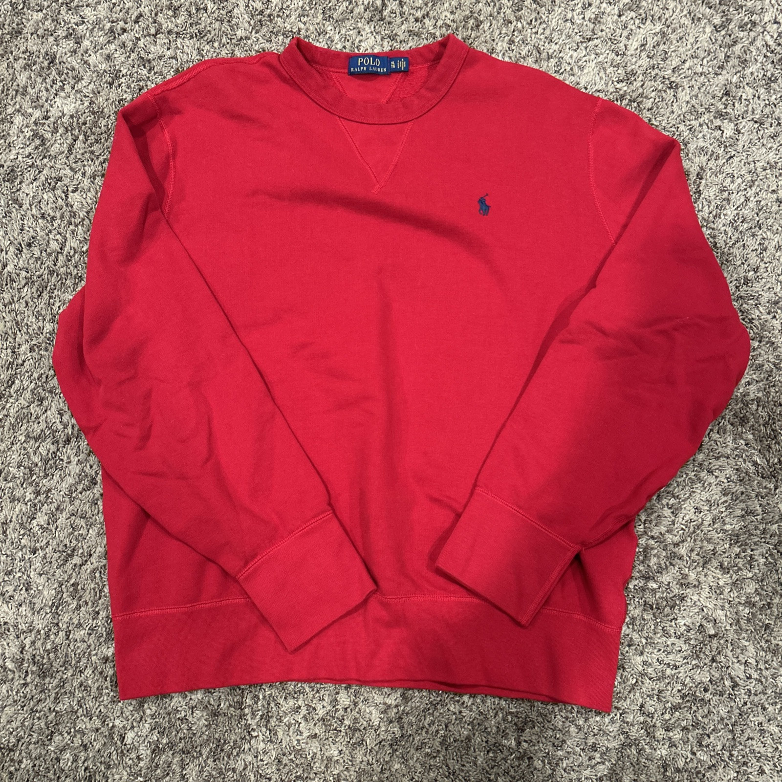 Polo Ralph Lauren Pullover Girocollo Felpa Uomo XL Rosso Maglione Pile Pony