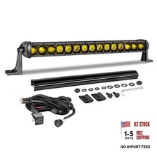 20" 105W Amber Single Row LED Light Bar w/Wiring Kit  Cover 20 Inch Yellow