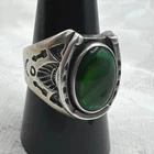 Vintage Sterling Silver Horseshoe Biker Ring Abalone Southwest Western Size 9