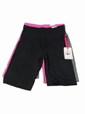 justice girls 3 pack cotton bike shorts size large 10 14 black pink grey
