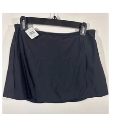 Assets by Spanx Wrap Skirt Swimsuit Bottom Tummy Control Black Large NWT
