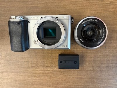 Sony Alpha a6000 Silver Digital Camera 24.3MP with 16-50mm Lens Battery READ