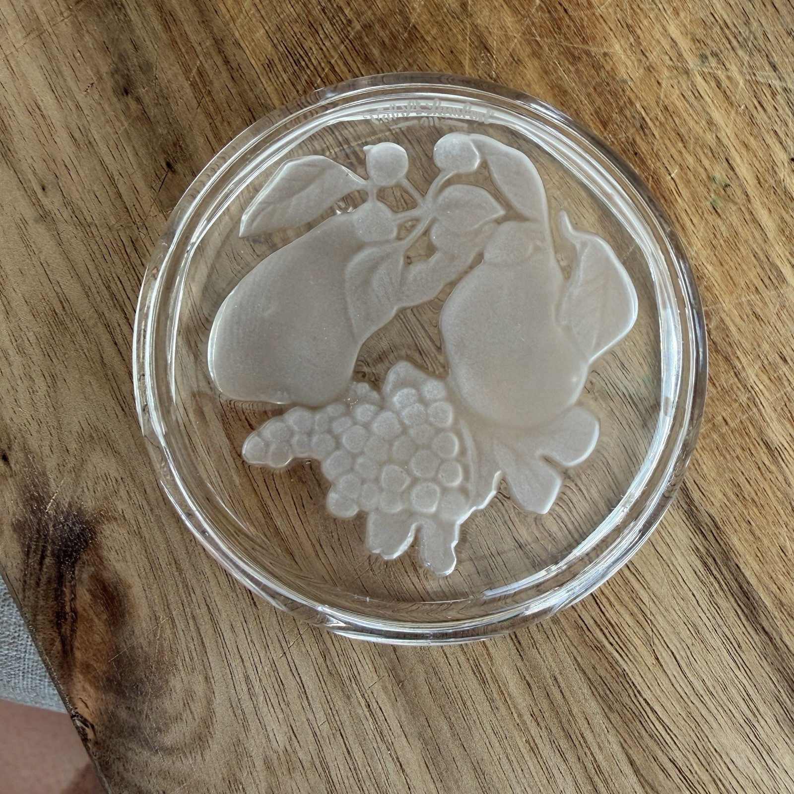 Vintage Val Saint Lambert Crystal Coaster Ring Dish Pear Fruit Trinket Tray image 6