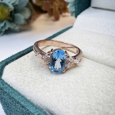 Swiss Blue Topaz Ring, Engagement Ring, Natural Topaz, Wedding Ring