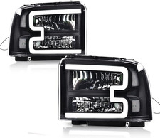 LED DRL Headlight Assembly Compatible with 2005-2007 Ford F250 F350 F450 F550 Su