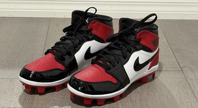 MENS SIZE 10 - Nike Jordan 1 Retro MCS Baseball Cleats AV5354-600 RED/BLACK