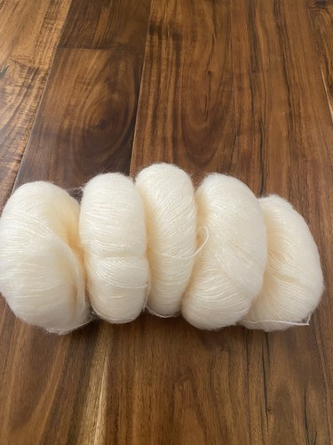 5 Skeins Mohair Yarn Cream 112g #296