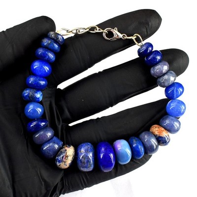 Lapislazuli & Iolith 190. Cts Top Qualität Ever Perlen Damen Armband RK 38E717