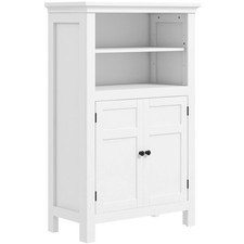 Image of HOMCOM Modern Bathroom Storage Cabinet with Open Shelves, White