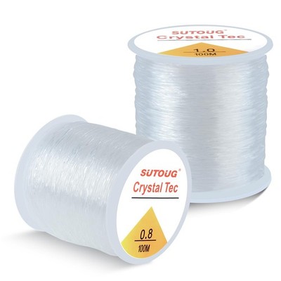 Elastic String for Bracelets, 2 Rolls 0.8mm and 1.0mm Crystal Elastic Cord fo...