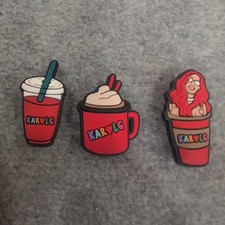 Karol G Shoe Charms Set 3pc Red Drink Coffee Bichota Season Clog Accessories