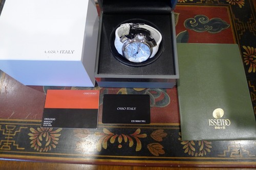 OSSO ITALY VIGOROSO STEEL SWISS MADE 50M HIGH DOME CRYSTAL 46MM LIMITED 200 PCS - Picture 9 of 9