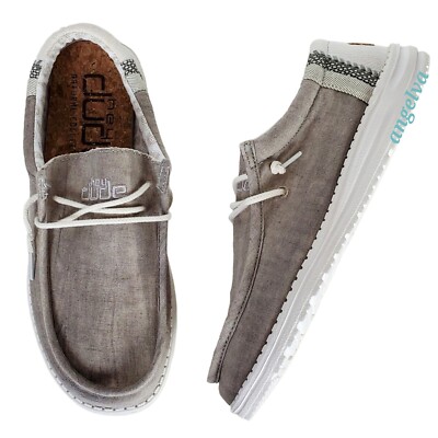Hey Dude wally linen slip on loafers mens 8 natural khaki  display picture 1
