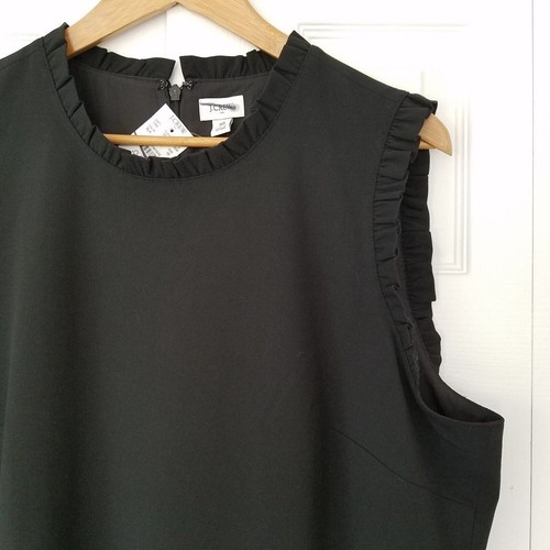 J. Crew Factory Ruffleneck Suiting Dress Size 18 Black Sleeveless NWT $118 BZ954 - Picture 2 of 6