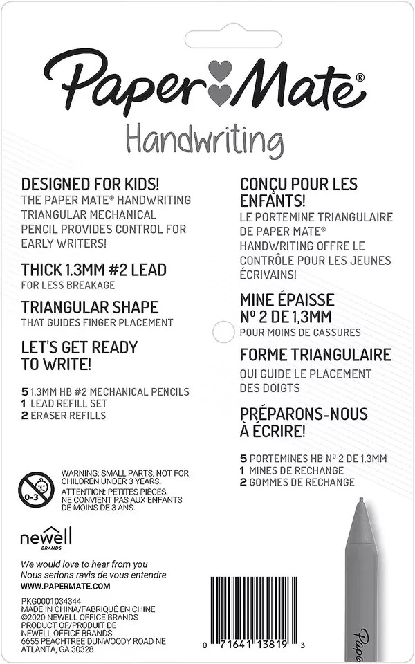 Paper Mate Handwriting Triangular Mechanical Pencil Set with Lead