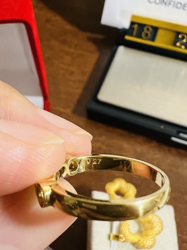 K18 Japan Yellow Fine Gold Ring With .27 Carat Diamond fits 2.8grams 7”/7.5” - Picture 7 of 24