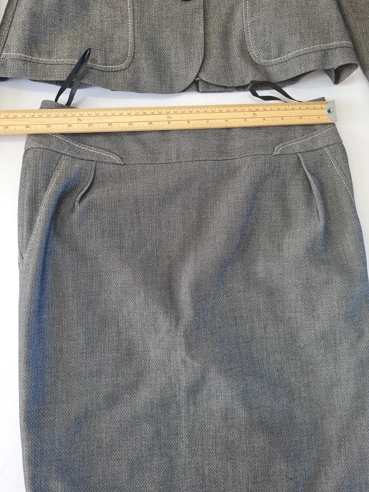 ladies 2 piece skirt set F&F Size 10 Button Front Pockets Grey 12909 - Image 4 of 4