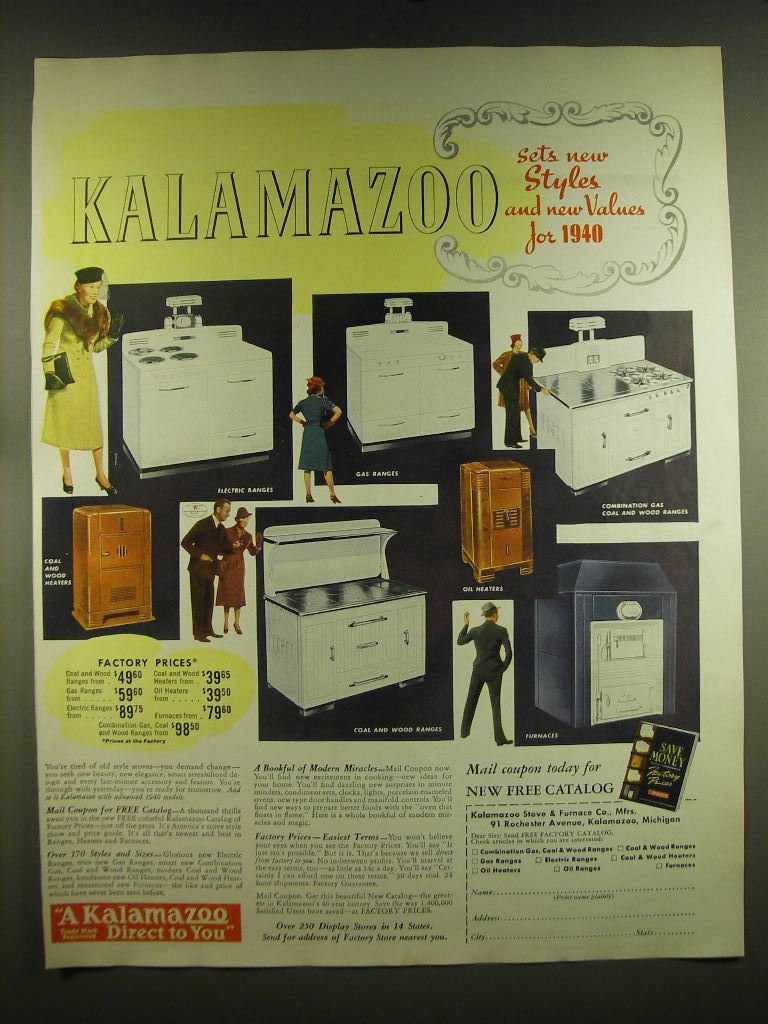 1939 Kalamazoo Stove & Furnace Co. Ad Kalamazoo sets new styles and values eBay