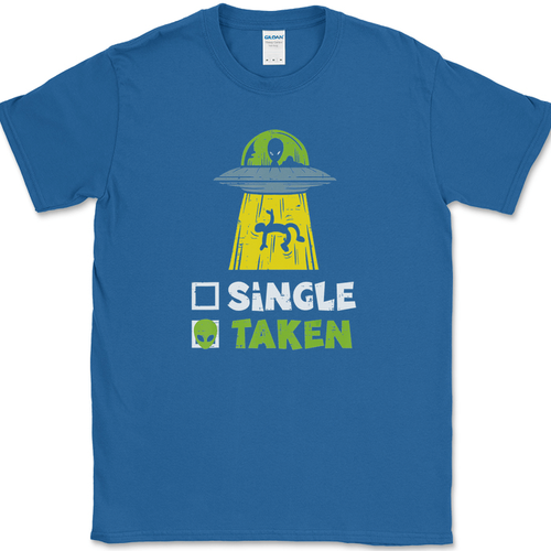 Single Taken T-Shirt Mens Funny Aliens UFO Dating Abduction Humor Gift Tee - Picture 5 of 10