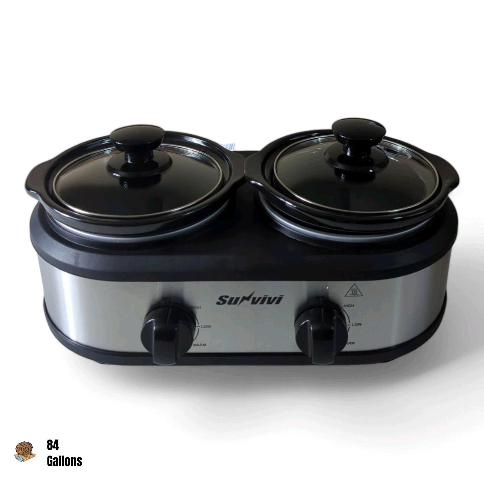 SUNVIVI 2.5 Qt Dual Pot Slow Cooker & Food Warmer