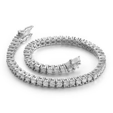 3mm Round Moissanite Tennis Bracelet Chain 925 Sterling Silver 18K Gold Plated