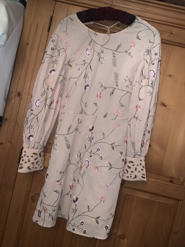 Topshop Pink Embroidered Floral Print Dress Size 10 - 第 4/8 張圖片