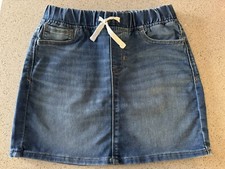 Gap Girls Blue Denim Skirt Large 10-11 Years Stretch With Pockets EUC