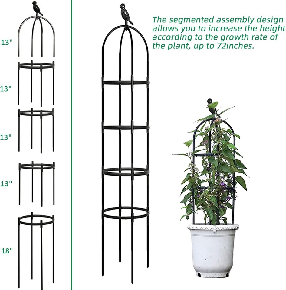 Garden Trellis for Climbing Plants 6 Feet Rustproof Metal Potted Plant ...