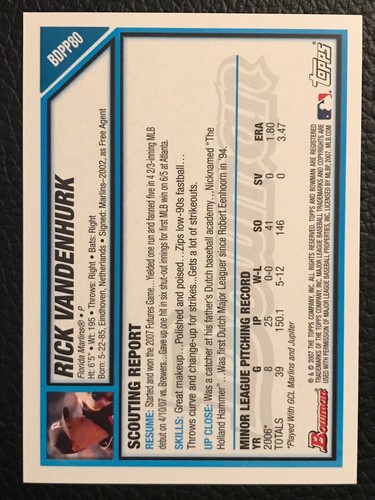 2007 Bowman Draft Picks & Prospect Prospect Baseball - Pick A Card -BDPP1 - 106 - Picture 208 of 218