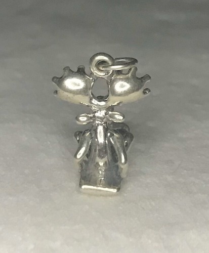 Vintage Sunwest Sterling Silver Cartoon Moose Riding A Sled Charm - Picture 4 of 6